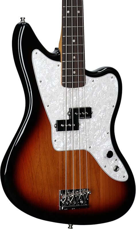 Fender Limited Edition Mark Hoppus Jaguar Electric Bass, Rosewood Fingerboard (with Gig Bag), 3-Color Sunburst, Full Left Front