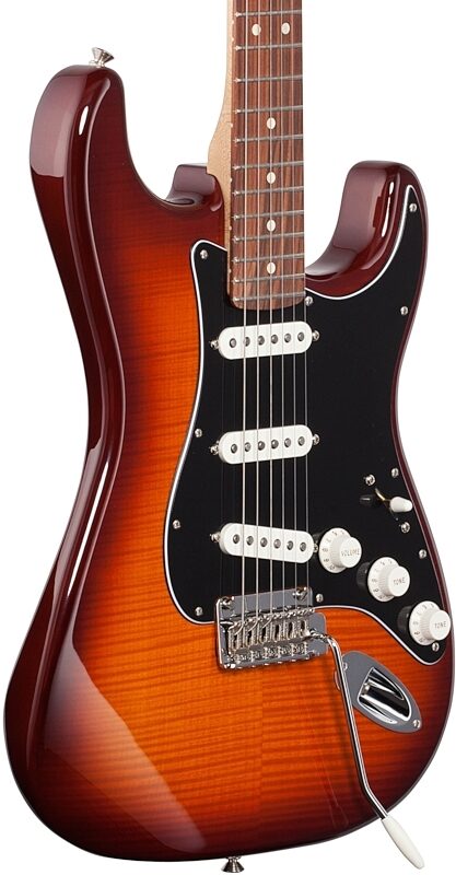 Fender Player Stratocaster Plus Top Pau Ferro Electric Guitar, Tobacco Sunburst, Full Left Front