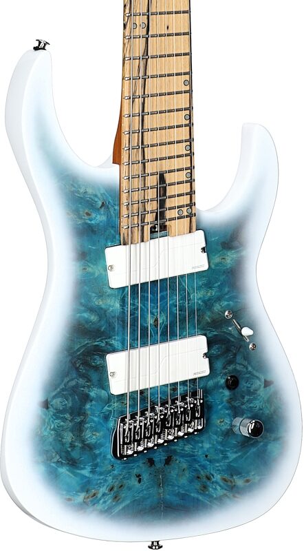 Legator Ninja N8FOD Multi-Scale Electric Guitar, 8-String (with Gig Bag), Arctic Blue, Full Left Front
