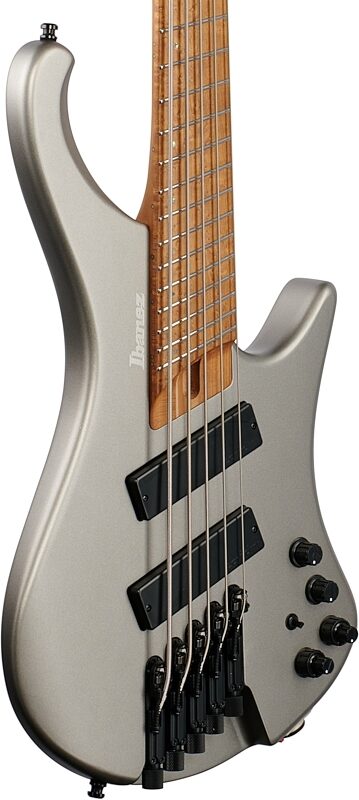 Ibanez EHB1005SMS Electric Bass, 5-String (with Gig Bag), Metallic Gray Matte, Full Left Front