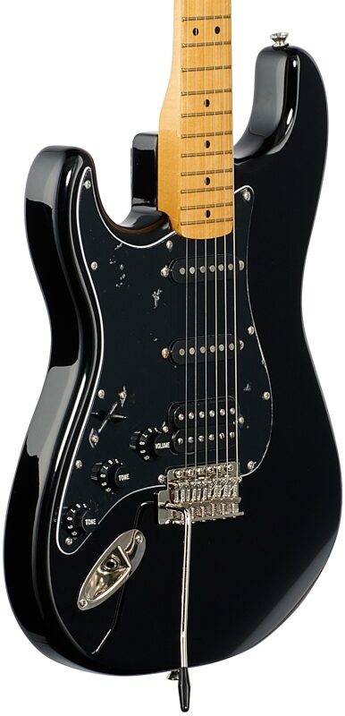 Squier Classic Vibe '70s Stratocaster HSS Electric Guitar, Maple Fingerboard, Left-Handed, Black, Full Left Front