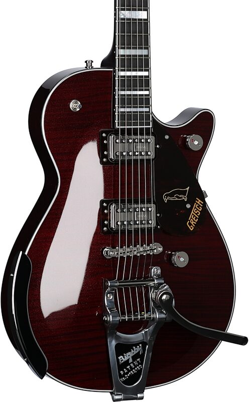 Gretsch G6134TFM-NH Nigel Hendroff Signature Penguin Electric Guitar (with Case), Dark Cherry, Full Left Front