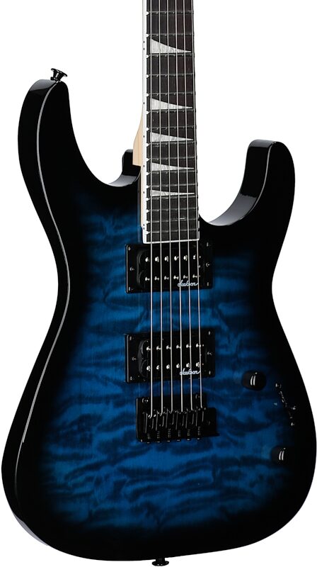 Jackson JS Series Dinky JS20 DKQ 2PT Electric Guitar, Transparent Blue, Full Left Front