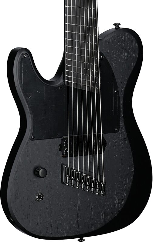 Schecter PT8MS Black Ops Electric Guitar, 8-String, Satin Black, Open Pore (Left Handed), Satin Black Open Pore, Full Left Front