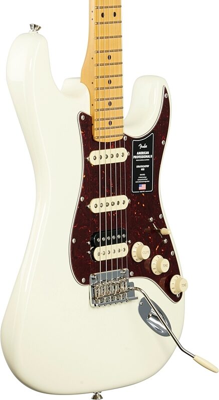 Fender American Pro II HSS Stratocaster Electric Guitar, Maple Fingerboard (with Case), Olympic White, Full Left Front