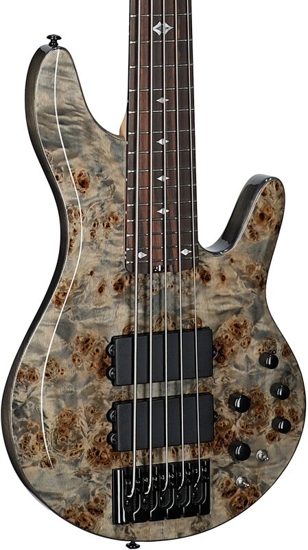 Michael Kelly Pinnacle 5 Custom Electric Bass Guitar, 5-String, Grey Burl, Full Left Front