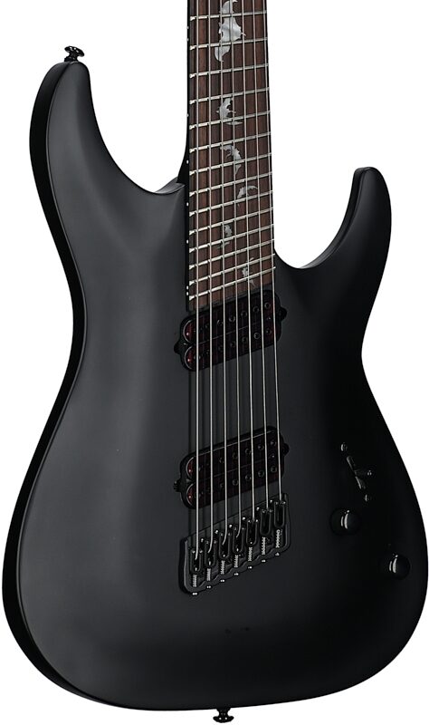 Schecter Damien-7 Multiscale Electric Guitar, 7-String, Satin Black, Full Left Front