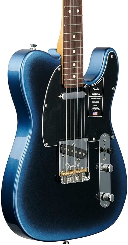 Fender American Pro II Telecaster Electric Guitar, Rosewood Fingerboard (with Case), Dark Night, Full Left Front