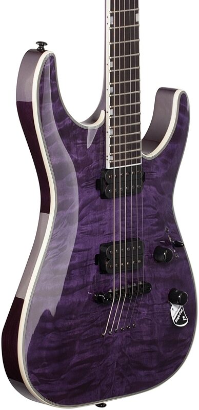 ESP LTD MH-1000NTQM Electric Guitar, See-Thru Purple, Full Left Front