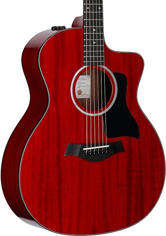 Taylor 224ce-SE Special Edition Red Grand Auditorium Acoustic-Electric Guitar (with Case), Red, Full Left Front