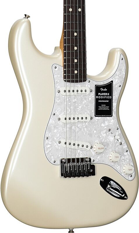 Fender Player II Modified Stratocaster Electric Guitar, Rosewood Fingerboard (with Gig Bag), Olympic White, Full Left Front