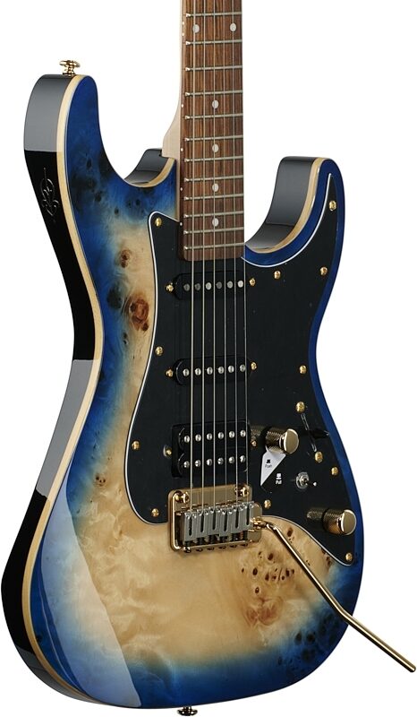 Michael Kelly Custom Collection '60s Burl Ultra Electric Guitar, Pau Ferro Fingerboard, Blue Burl, Blemished, Full Left Front
