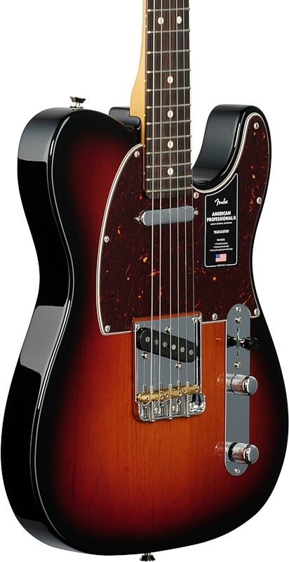 Fender American Pro II Telecaster Electric Guitar, Rosewood Fingerboard (with Case), 3-Color Sunburst, Full Left Front