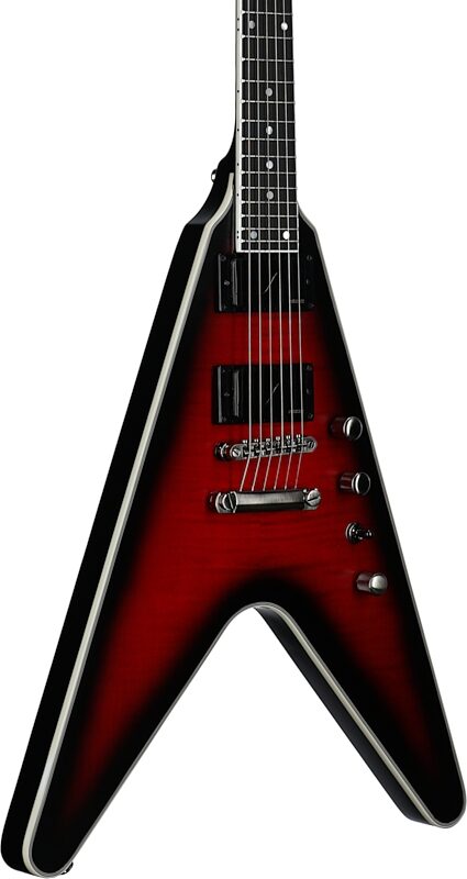 Epiphone Dave Mustaine Flying V Prophecy Electric Guitar (with Case), Aged Dark Red Burst, Full Left Front