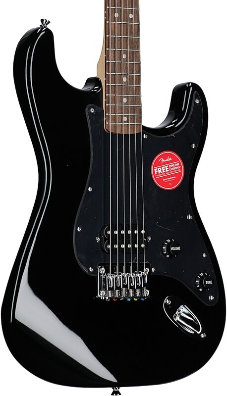 Squier Sonic Stratocaster Hard Tail Laurel Neck Electric Guitar, Black, Full Left Front