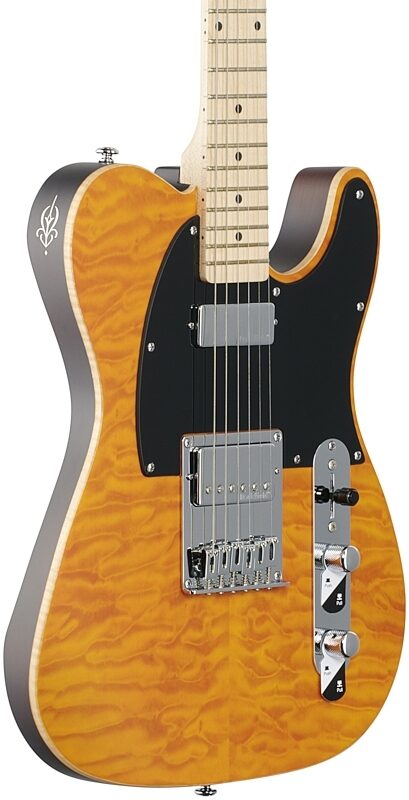Michael Kelly 1955 Electric Guitar, HH Pau Ferro Fingerboard, Amber, Blemished, Full Left Front