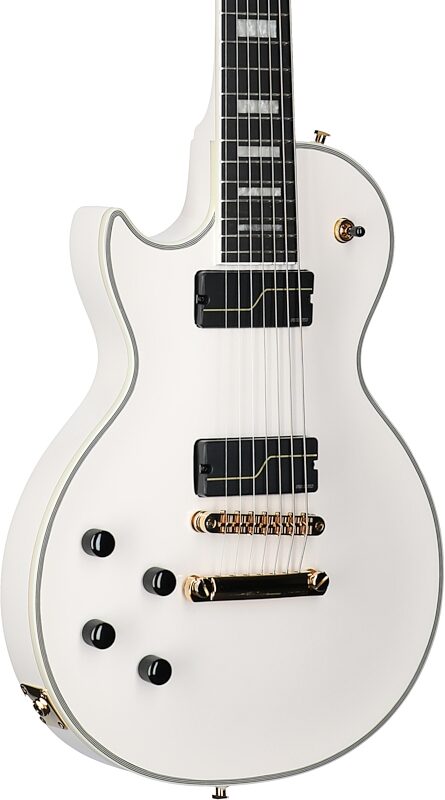 Epiphone Matt Heafy Les Paul Custom Origins Electric Guitar, Left-Handed 7-String (with Case), Bone White, Full Left Front