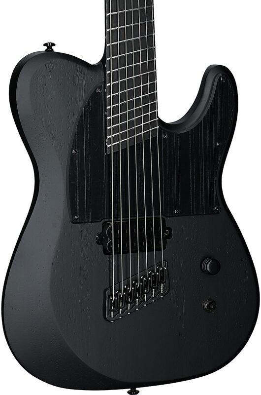 Schecter PT7MS Black Ops Electric Guitar, 7-String, Satin Black Open Pore, Full Left Front