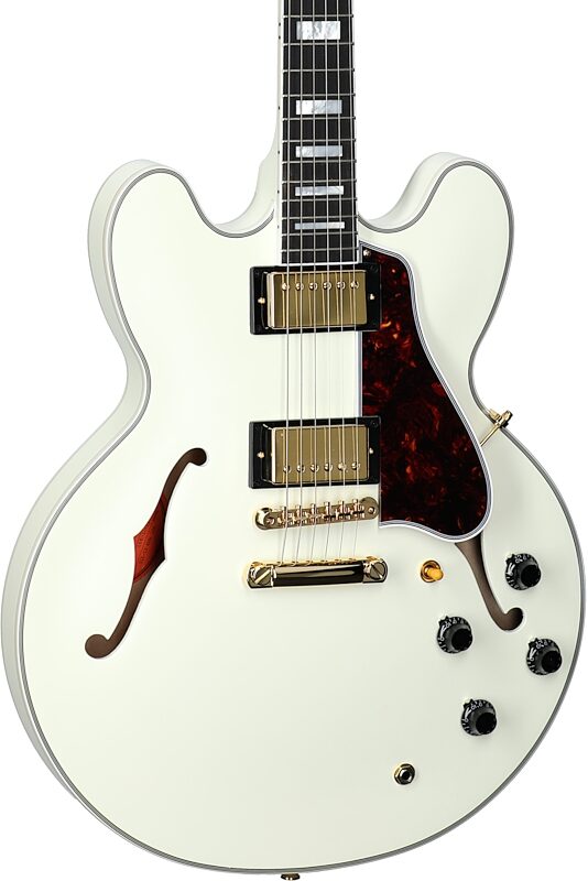 Epiphone 1959 ES-355 Semi-Hollow Electric Guitar (with Case), Classic White, Full Left Front