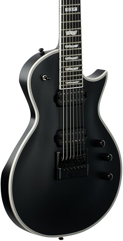 ESP E-II EC7 Evertune Electric Guitar (with Case), Black Satin, Full Left Front