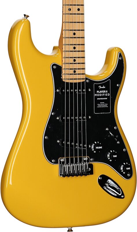 Fender Player II Modified Stratocaster Electric Guitar, Maple Fingerboard (with Gig Bag), Sun Yellow, Full Left Front
