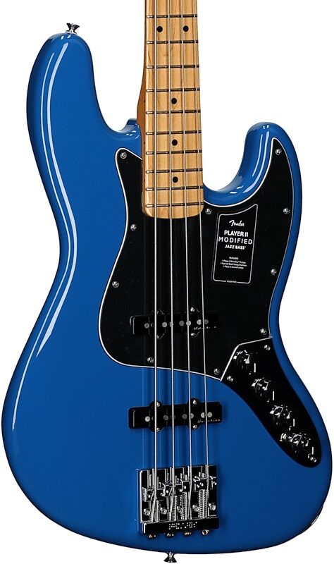Fender Player II Modified Active Jazz Electric Bass, Maple Fingerboard (with Gig Bag), Electric Blue, Full Left Front