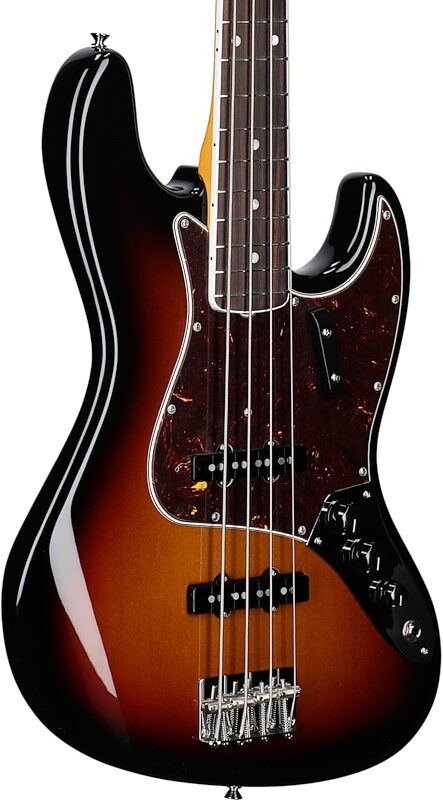 Fender American Vintage II 1966 Jazz Electric Bass, Rosewood Fingerboard (with Case), 3-Color Sunburst, USED, Blemished, Full Left Front