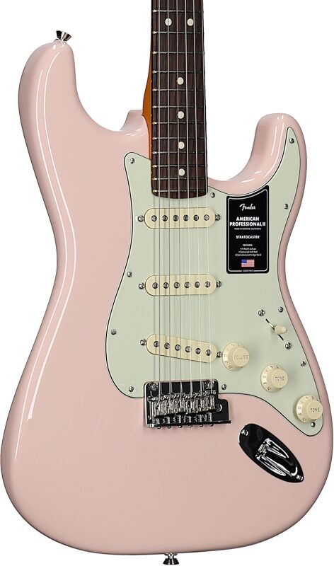 Fender Limited Edition American Pro II Stratocaster Electric Guitar, Rosewood Fingerboard (with Case), Shell Pink, Full Left Front
