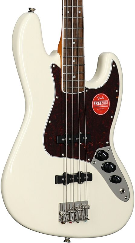 Squier Limited Edition Classic Vibe Mid-60s Jazz Electric Bass, Olympic White, Full Left Front