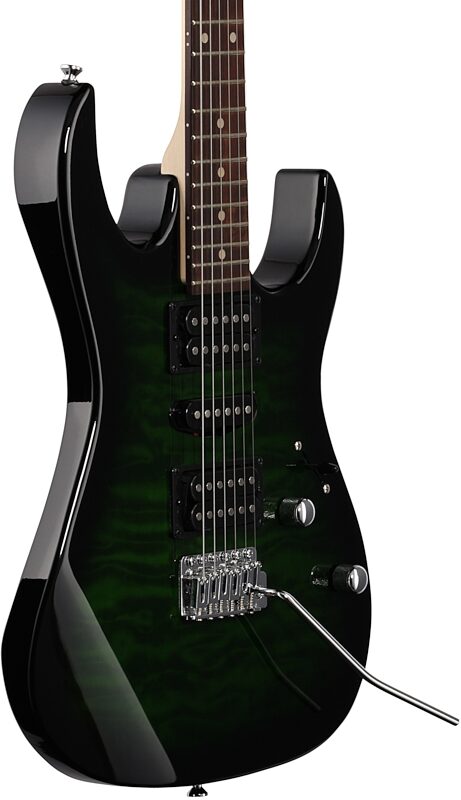 Ibanez GRX70QA Electric Guitar, Transparent Green Burst, Full Left Front