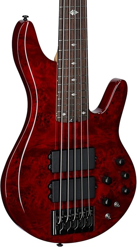 Michael Kelly Pinnacle 5 Custom Electric Bass Guitar, 5-String, Cherry Burl, Full Left Front