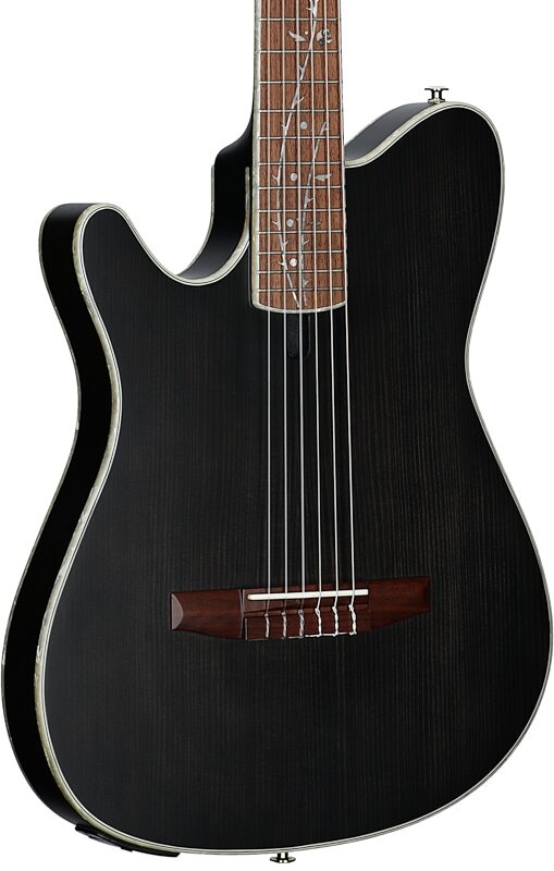 Ibanez Tim Henson TOD10 Acoustic-Electric Classical Guitar, Left-Handed, Transparent Black Flat, Full Left Front