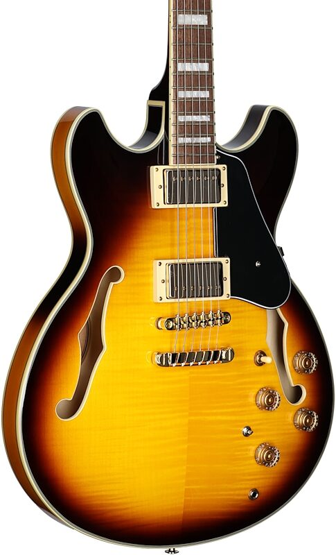 Ibanez JSM10EM John Scofield Electric Guitar, Two-Tone Burst, Full Left Front