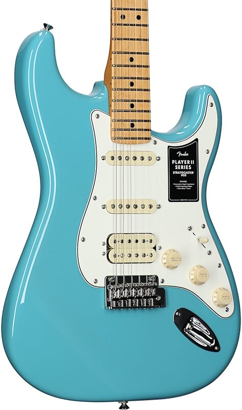 Fender Player II Stratocaster HSS Electric Guitar, with Maple Fingerboard, Aquatone Blue, Full Left Front