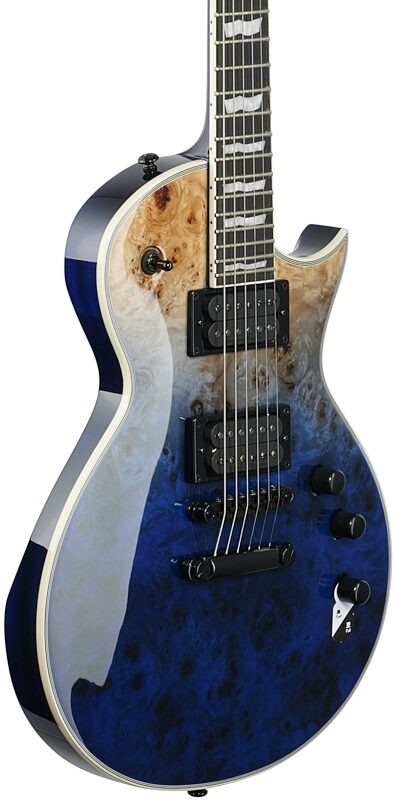 ESP LTD EC-1000 Burl Poplar Electric Guitar, Blue Natural Fade, Full Left Front