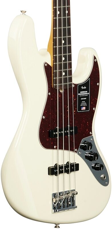 Fender American Professional II Jazz Bass, Rosewood Fingerboard (with Case), Olympic White, Full Left Front