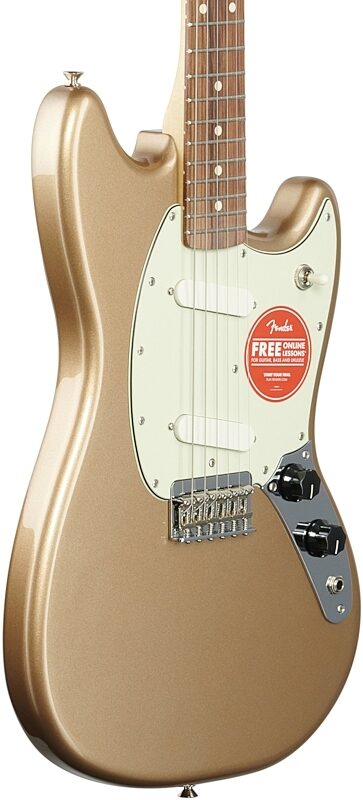 Fender Mustang Electric Guitar, with Pau Ferro Fingerboard, Firemist Gold, Full Left Front
