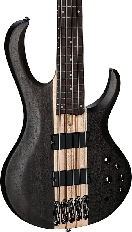 Ibanez BTB605 Electric Bass, 5-String, Transparent Gray Flat, Full Left Front