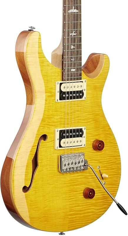 PRS Paul Reed Smith SE Custom 22 Semi-Hollow Electric Guitar, Santana Yellow, Full Left Front