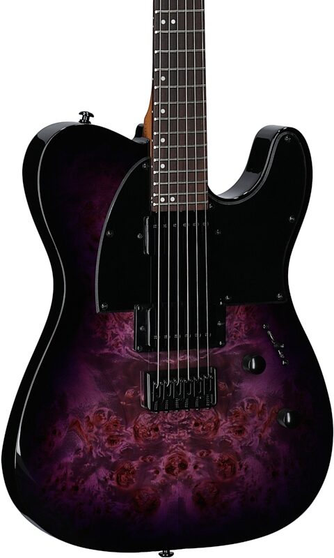 ESP LTD TE-200DX Electric Guitar, Purple Burst, Full Left Front