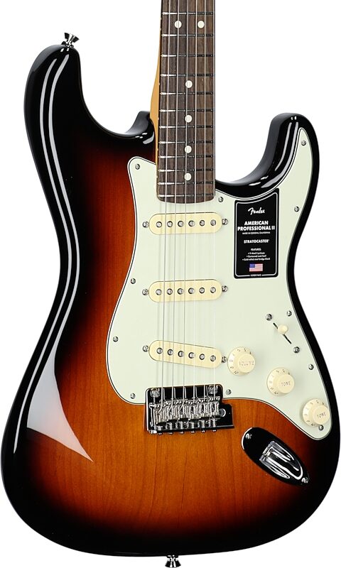 Fender American Professional II Stratocaster Electric Guitar, Rosewood Fingerboard (with Case), 70th Anniversary 2-Color Sunburst, Full Left Front