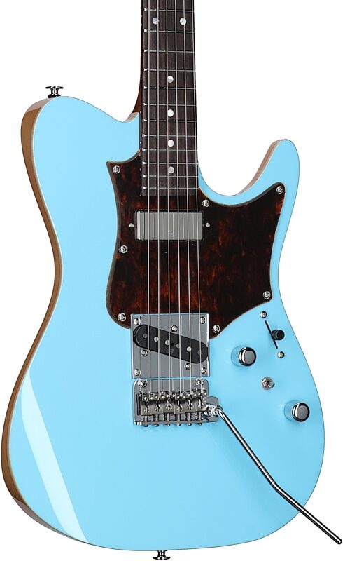 Ibanez TQMS1 Tom Quayle Electric Guitar (with Case), Celeste Blue, Full Left Front