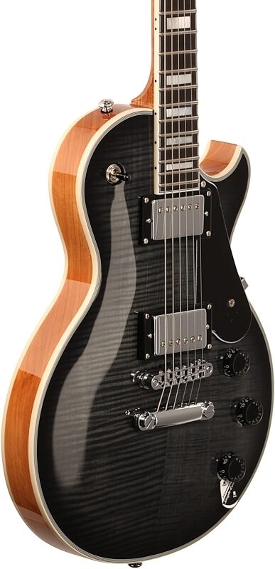 Schecter Solo II Custom Electric Guitar, Transparent Black Burst, Chrome Hardware, Full Left Front