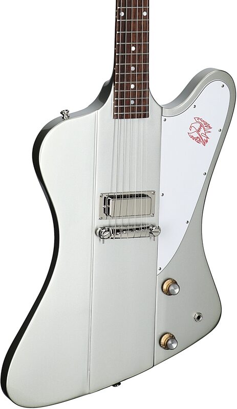 Epiphone 1963 Firebird I Electric Guitar (with Hard Case), Silver Mist, Full Left Front