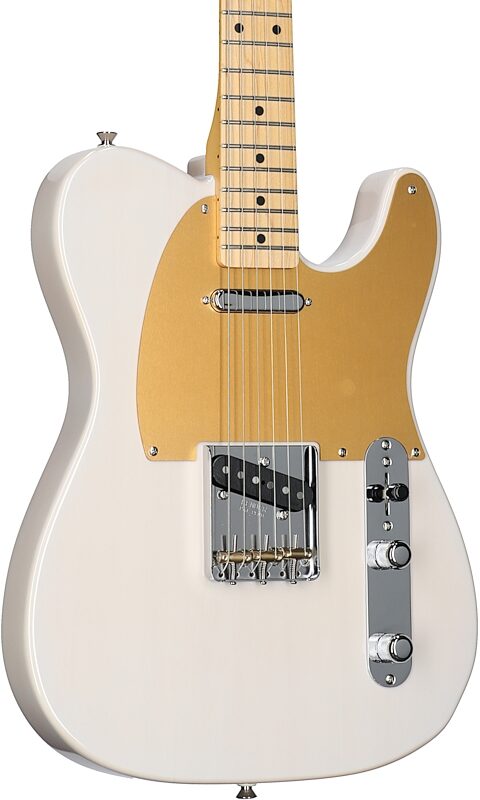 Fender JV Modified '50s Telecaster Electric Guitar, with Maple Fingerboard (and Gig Bag), White Blonde, Full Left Front