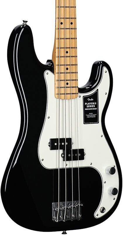 Fender Player II Precision Electric Bass, with Maple Fingerboard, Black, Full Left Front