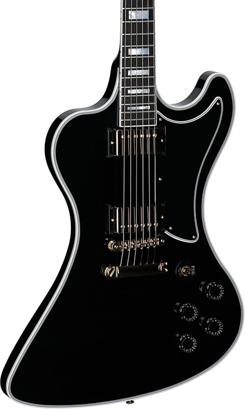Gibson Custom Shop RD Custom Electric Guitar (with Case), Ebony, with Gold Hardware, Full Left Front