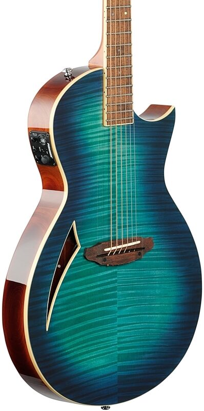 ESP LTD TL6FM Acoustic-Electric Thinline Guitar, Aqua Marine, Full Left Front
