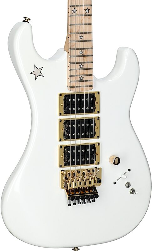 Kramer Jersey Star Floyd Rose Electric Guitar, with Gig Bag, White Pearl, Full Left Front
