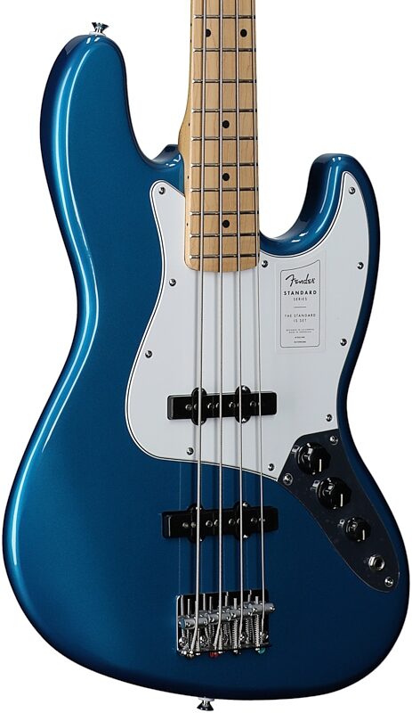 Fender Standard Jazz Bass Guitar, Maple Fingerboard, Aqua Marine Metallic, Full Left Front